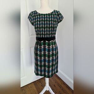 Boden Kensington short sleeve silk blend dress with Geometric Print, Sz US 4
